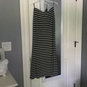 Black and white striped maxi skirt